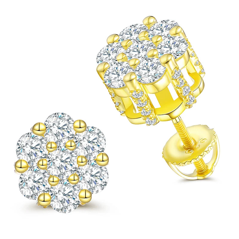 Unisex Fine Hip Hop Jewelry Moissanite Earrings For Women 925  Stud Earrings