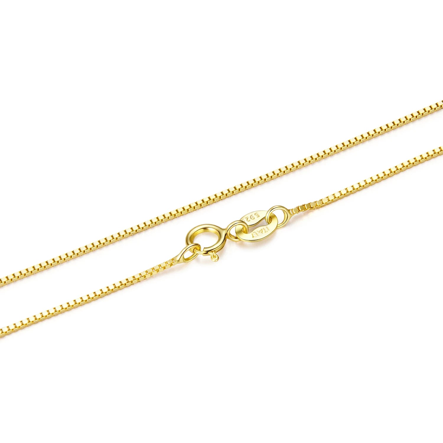 BISAER 925 Sterling Silver Box Basic Chain Necklace Lobster Clasp Optional 40 45 50cm Plated White Gold Women Men Party Jewelry