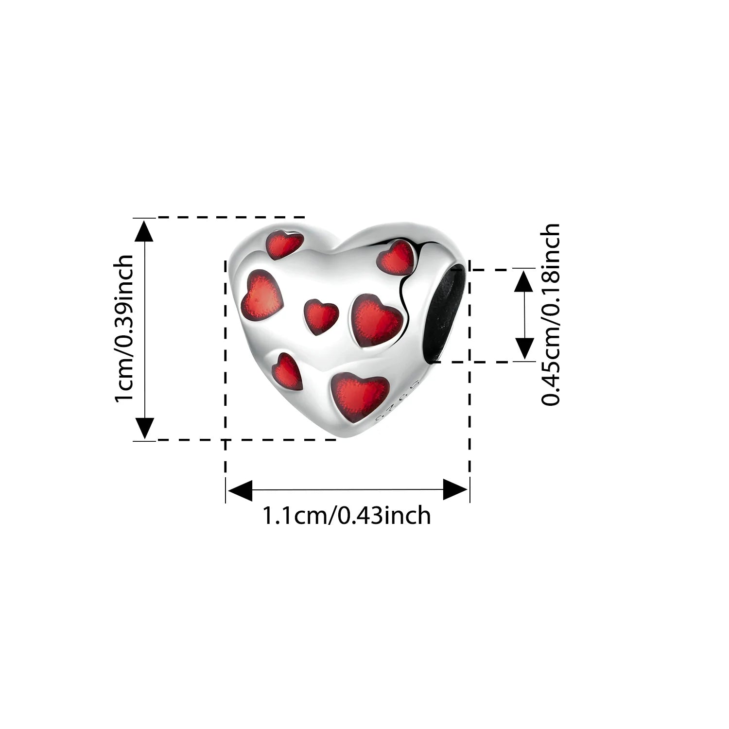 BISAER 925 Sterling Silver Heart Charm Bead Red Enamel Eternal Love Pendant for Women DIY Bracelet & Neckalce Fine Jewelry Gift