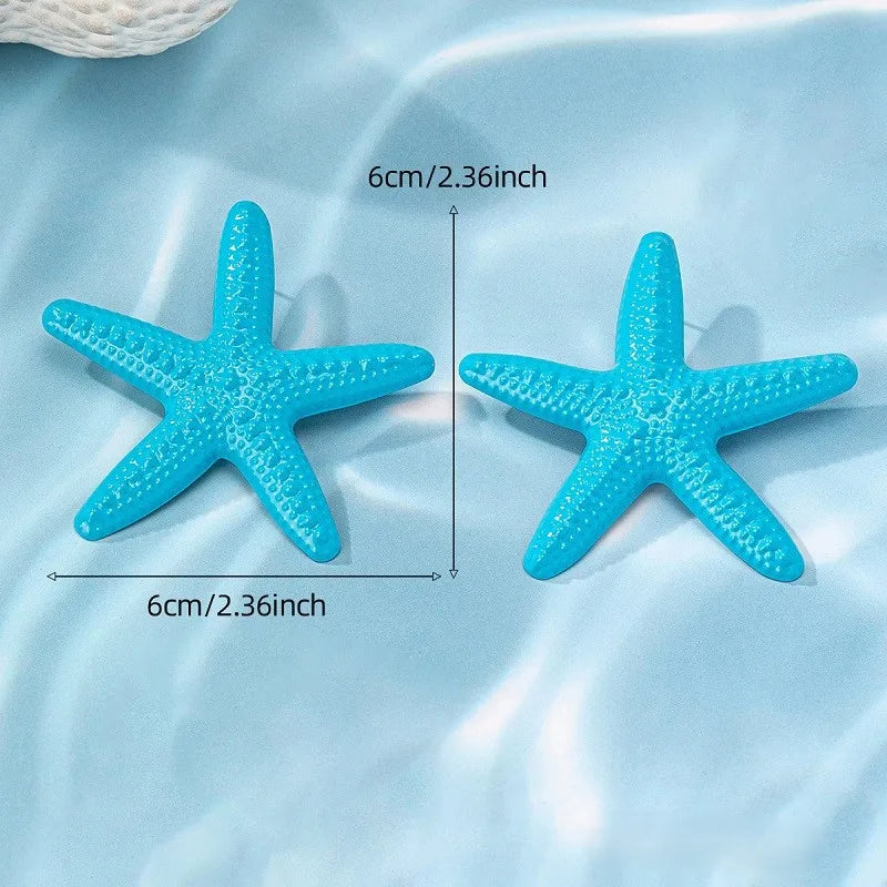 Post Stud Blue Ocean Starfish Texture Earring Women Girls Gifts Fashion Jewelry Accessories Hot Sale Party Gift 2024 New Style