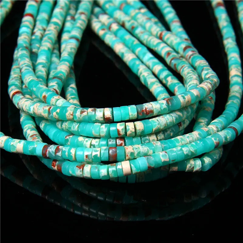 New Fashion Flat Disc Round Stone Bead 4x2MM Quartzs Imperial Agat Jaspers Loose Spacer Heishi Beads Jewelry Diy Accessories