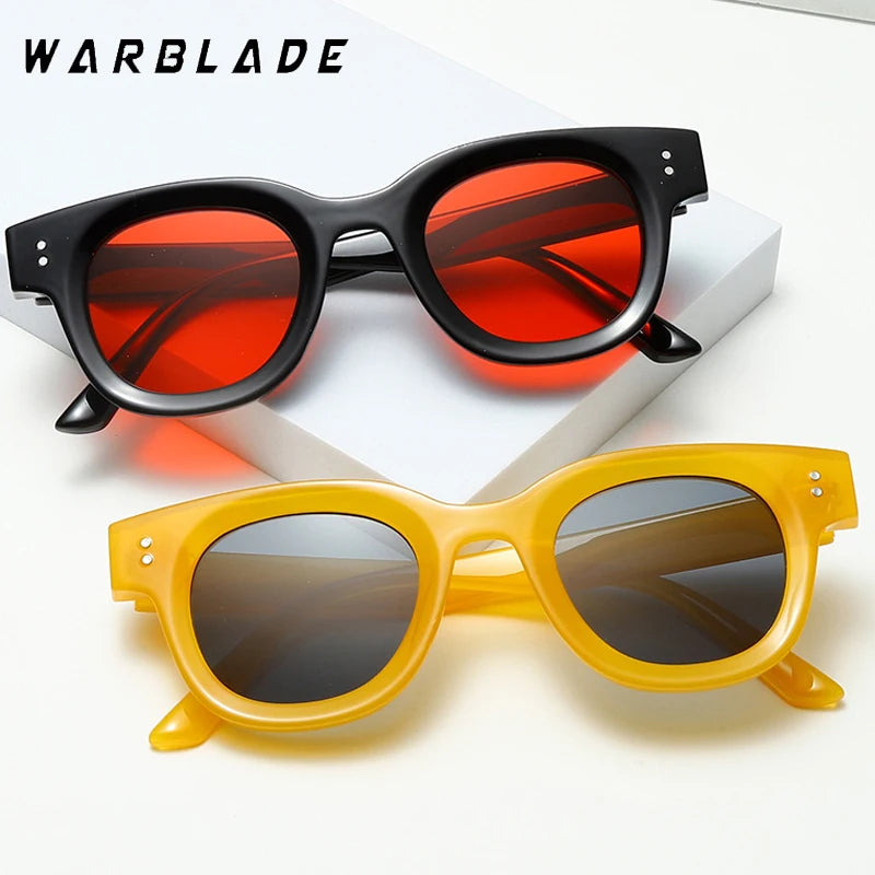 Fashion Classic Retro Rivets Oval Frame Thickened Sunglasses 2025 Ocean Film Small Round Frame Street Photo Sun Glasses Female