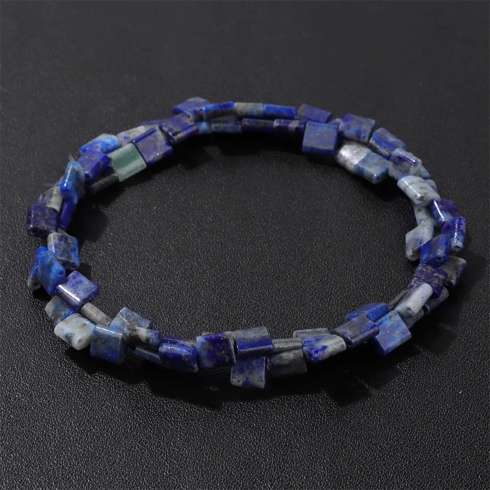 5MM Double Hole Square Bead Natural Tiger Eye Quartzs Imperial Jaspers DIY Beads For Jewelry Making Bracelet Necklace Handmade