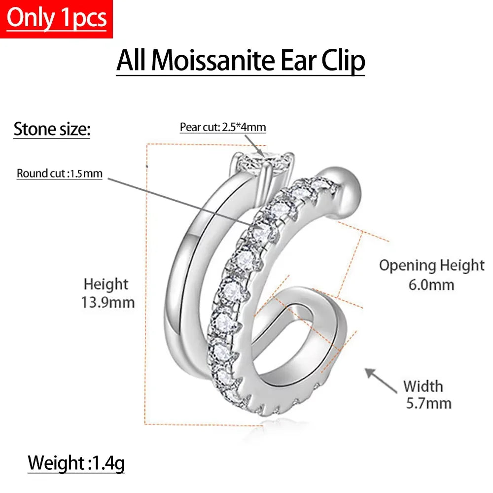 Serenity D Color Moissanite Earrings for Women Gift S925 Sterling Silver Freshwater Pearls Clip Earrings No hole to wear Jewelry - Madeinsea©