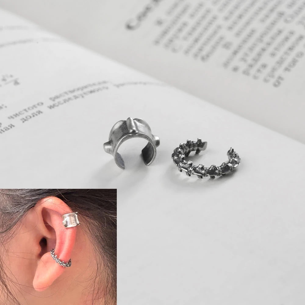 MKENDN Ohrclips aus 925er Sterlingsilber in Form eines Schafsrückens – Ohrclips für Damen und Herren, ohne Piercing, künstliche Knorpelohrringe