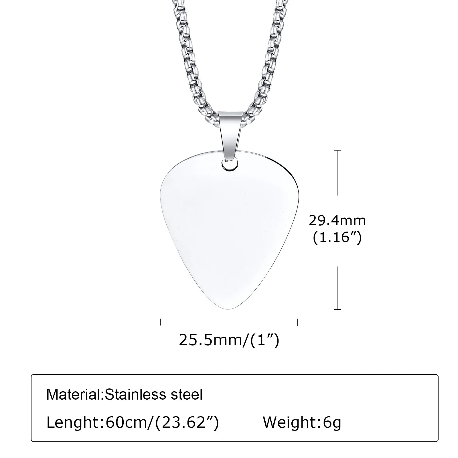 Vnox New Unique Guitar Pick Necklace for Men Boys, Stainless Steel Guitar Picks Pendant Collar to Music-lovers Gifts Jewelry