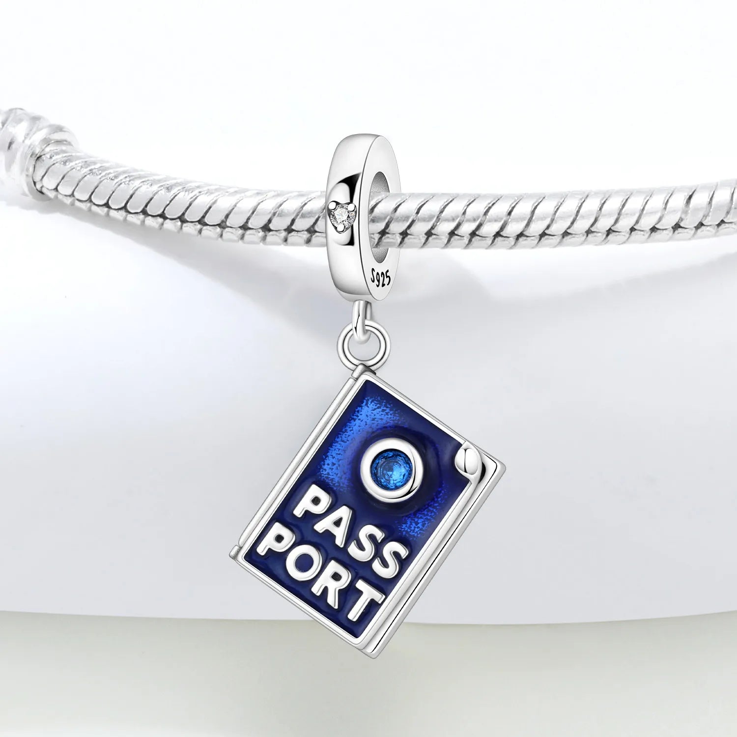 PANPOKI 925 Sterling Silver Blue Can Open Passport Beads Original Pendants Bracelet Charm Jewelry Party DIY Trendy Gifts