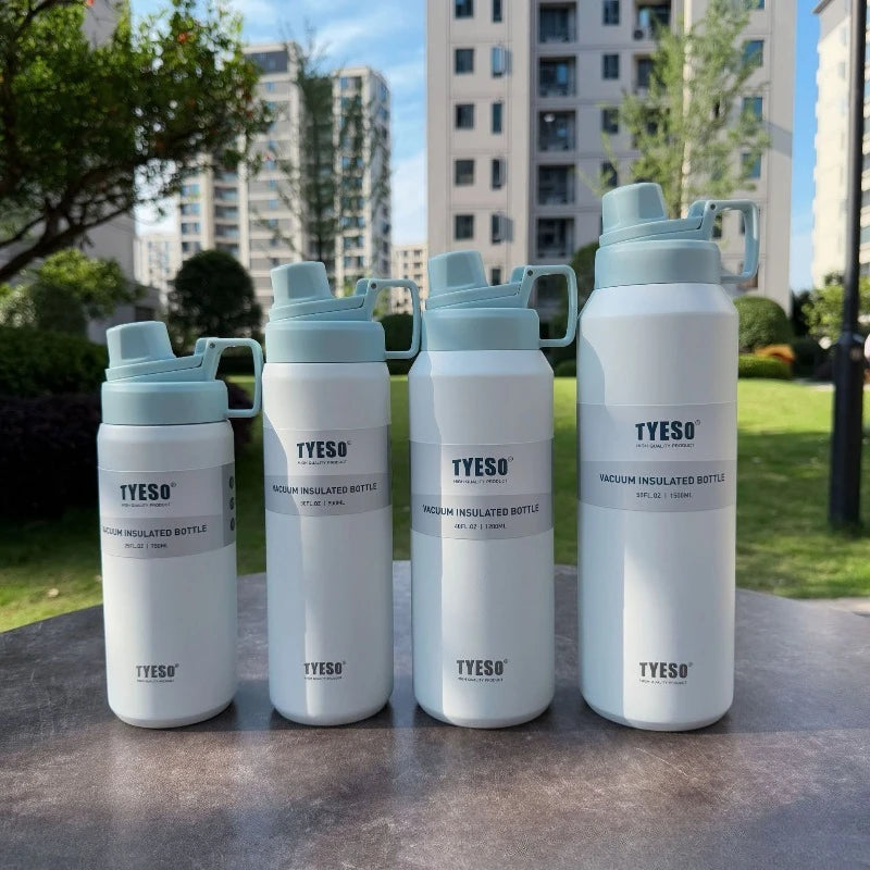 TYESO Insulated Water Bottle Stainless Steel Vacuum Flask for Outdoor Sports Gym Travel Hot/Cold Retention Leak-Proof Portable