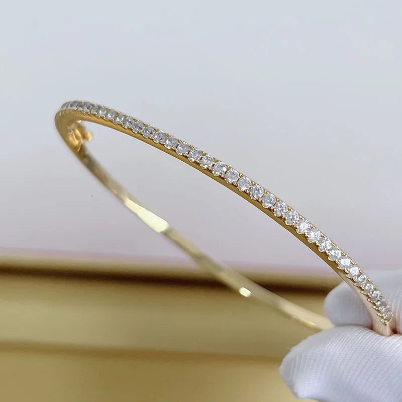 Hot Sale Famous Top Quclity S925 Sliver Fashion Luxury Jewelry Bangle For Women Zircin Classic Silver Bangle Jewelry Size16cm