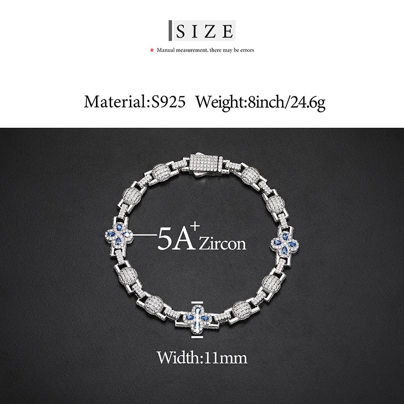 High Quality Classic Unisex Moissanite For 925 Silver Necklace Cuban Chain Moissanite Bracelet Hip Hop Jewelry Gift