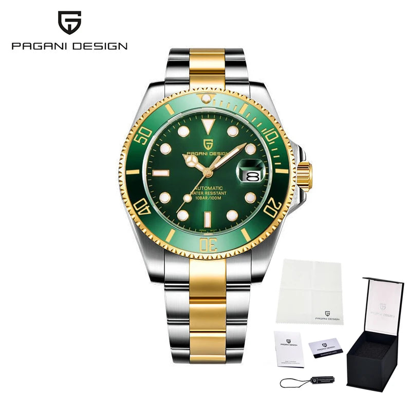 PAGANI DESIGN Brand Automatic Watch 43mm Men Watch Mechanical Watch Ceramic bezel Watch Stainless Steel Waterproof sports Watch
