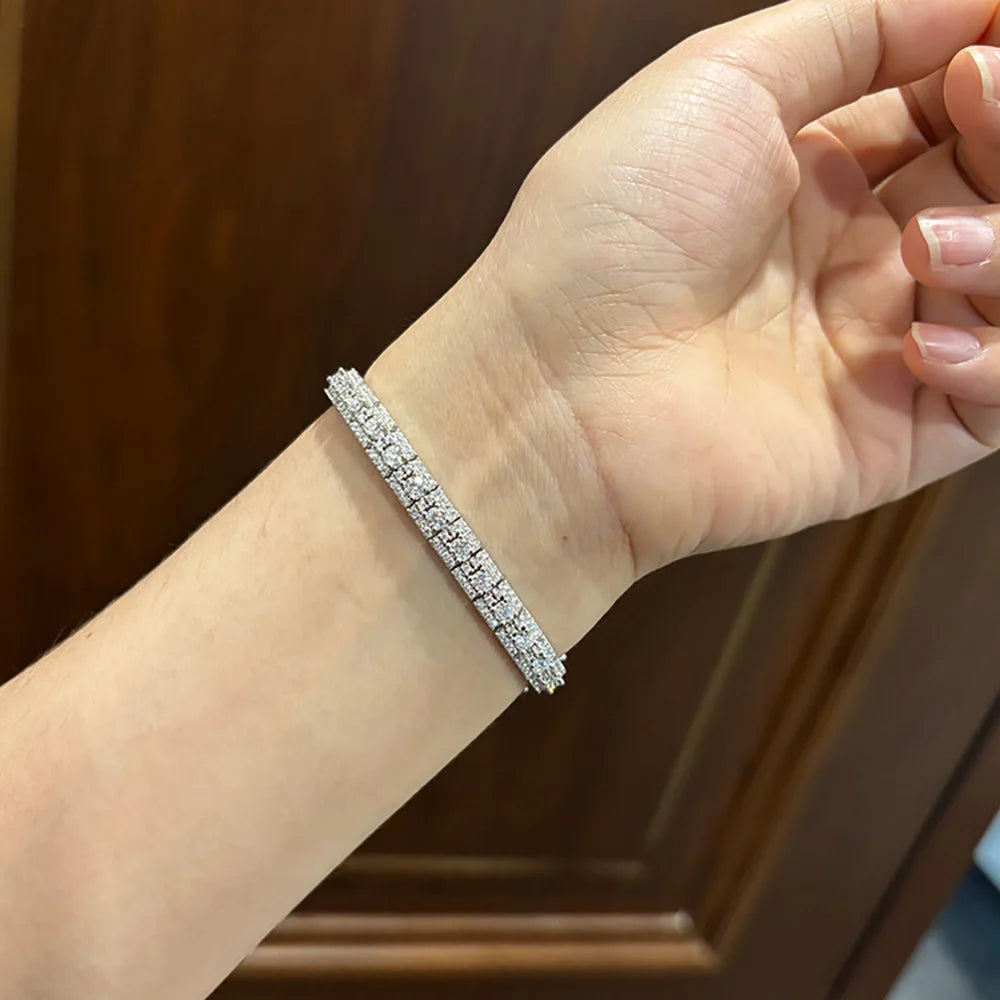 Serenity 3mm D Moissanite Tennis Bracelet for Women Man Gift 100% S925 Sterling Silver Lab Diamond Double Safety Lock Hand Chain - Madeinsea©