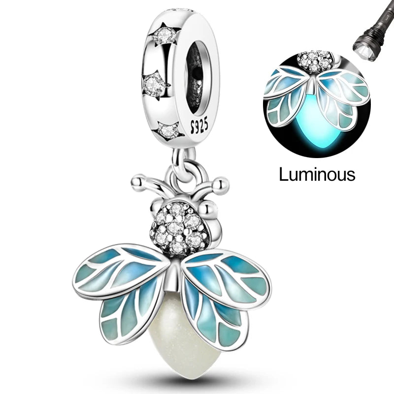 Hot Sale Charms Beads 925 Sterling Silver Pink Perfume Bottle Letter Luminous Firefly Tarot Card Beads Fit DIY Bracelets Jewelry - Madeinsea©