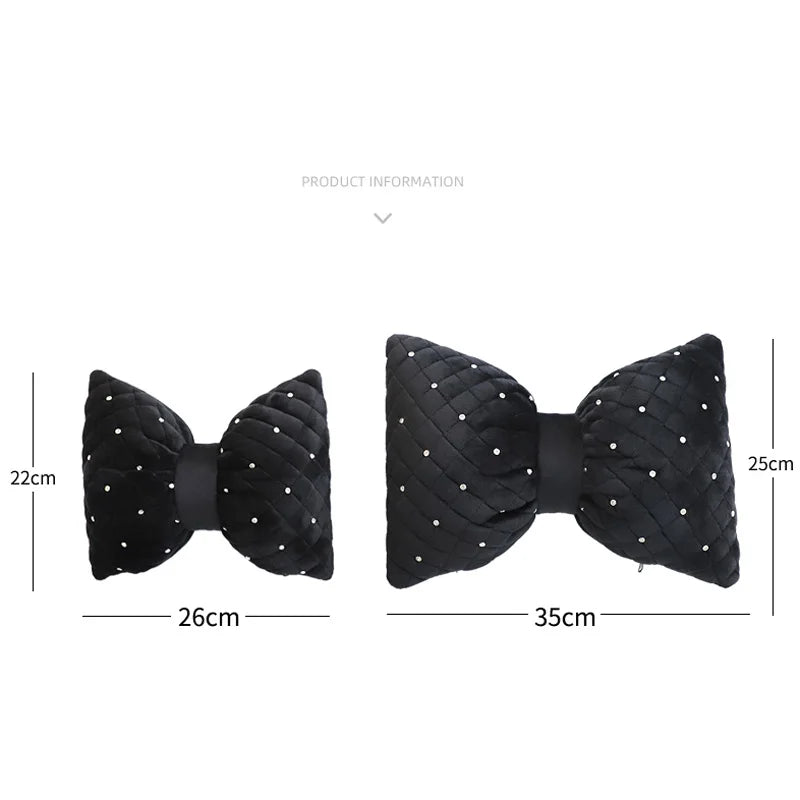 1PC Quality Diamond Bowknot Car Neck Pillow Rhinestone Auto Headrest Seat Support Waist Pillows Crystal Car Interior Accessories - Madeinsea©