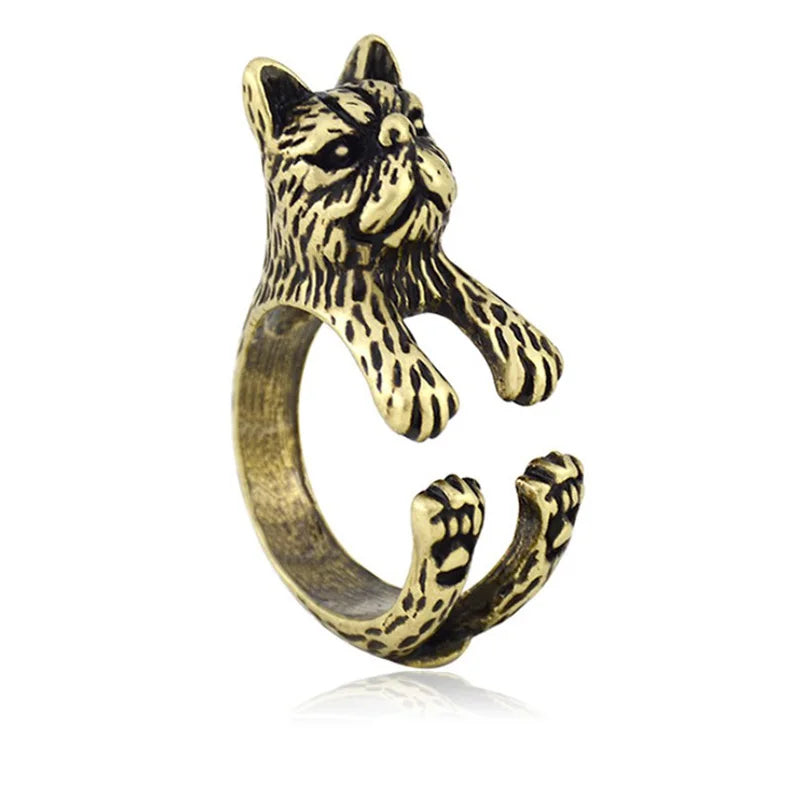 Vintage Brass Knuckle Pet Cat Ring Punk Cute Animal Anillos Couple Rings For Women Jewelry Bague Femme Men Anel Best Party Gift