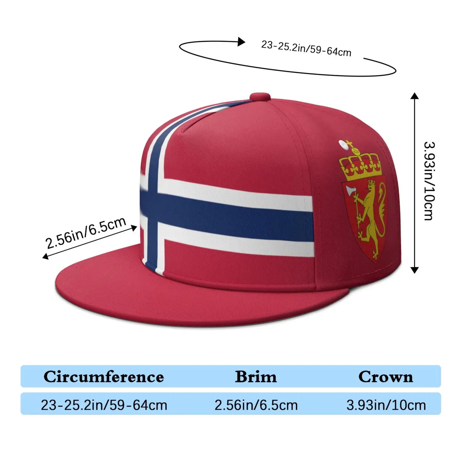 Norway Flat Brimmed Cap Custom Made Name Team Logo Hip-hop Hat Country Travel Norge Norwegian Nation Kingdom Flags Headgear