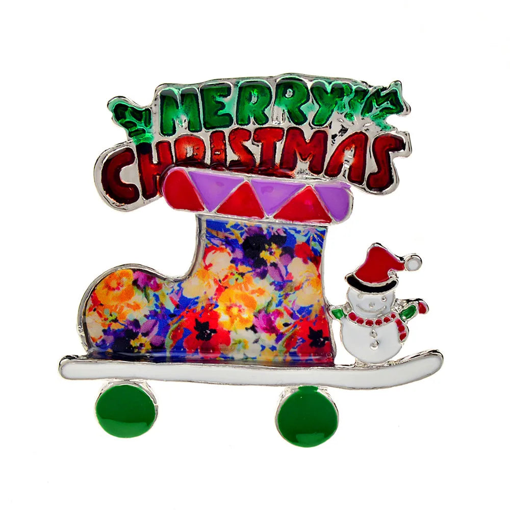 CINDY XIANG Enamel Boot And Snowman Brooch Christmas Pin Fashion Jewelry New Arrival 2021 Coat Kids Accessories High Quality