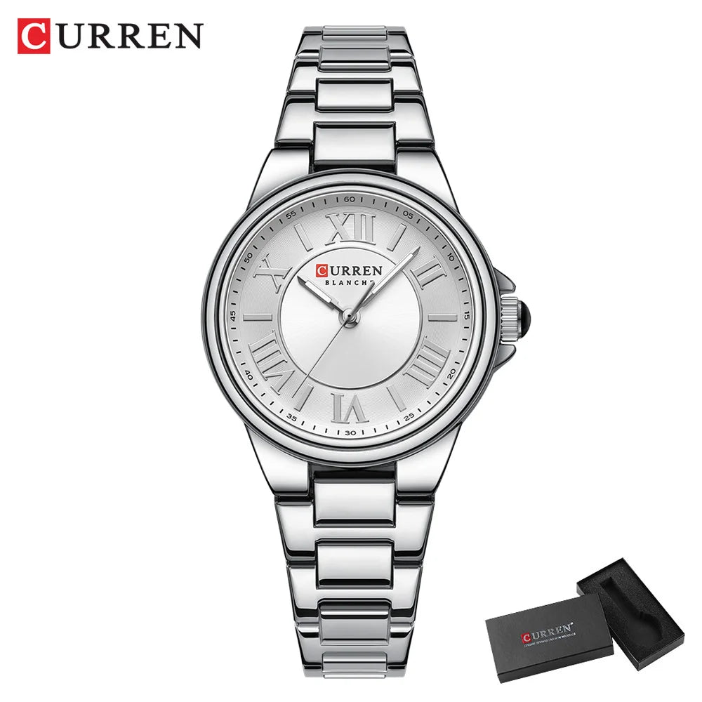 CURREN Romantic Charm Women's Wristwatches Fashion Design Thin Quartz Watch with Luminous Hands Stainless Steel Bracelet - Madeinsea©