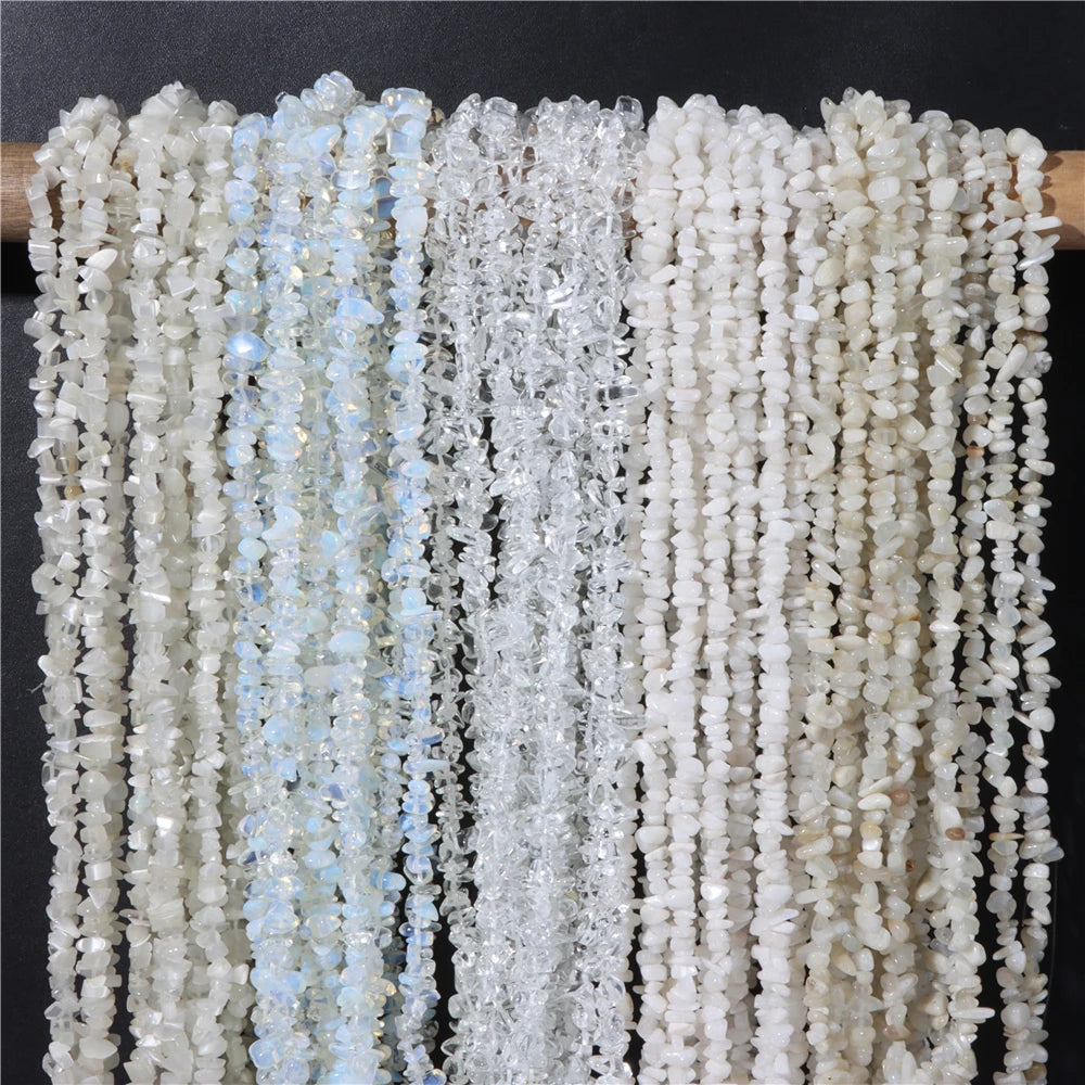 5-8mm Natural Blue Moonstone Beads White Cat Eye Crystals Opal Stone Loose Bead For Jewelry Making DIY Necklace Bracelet Rings