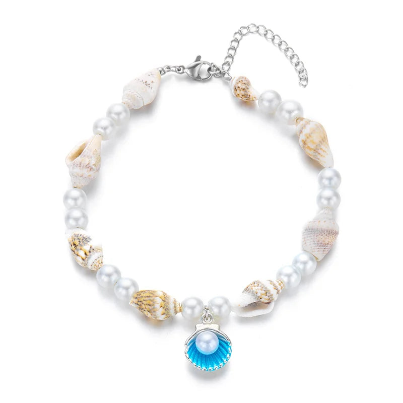 Bohemian Starfish Conch Beads Bracelets For Women Handmade Irregular Stone Beaded Bangles Beach Party Friendship Jewelry Gift