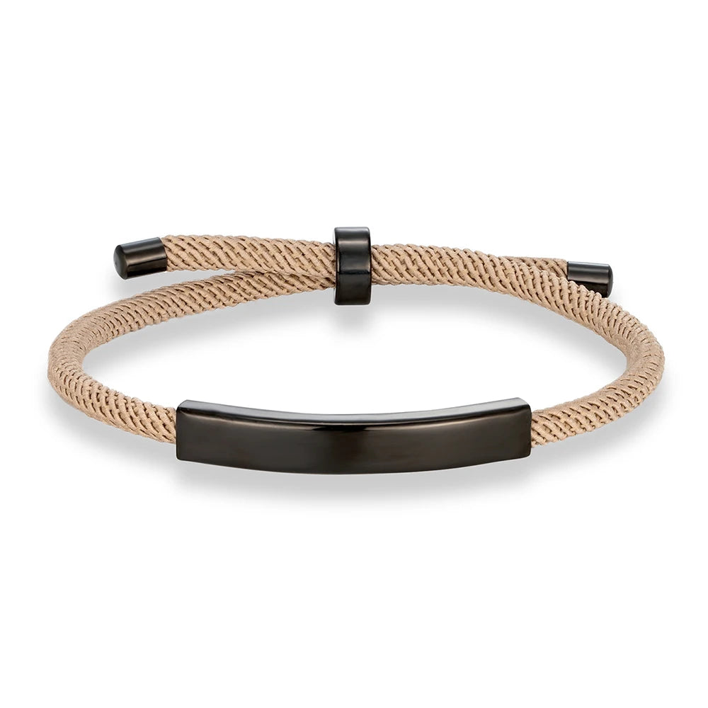 MKENDN Punk Custom Name Engrave Logo Id Bracelets Trendy Stainless Steal Rope Thread Bracelet Men Women Friendship Jewelry Gifts - Madeinsea©
