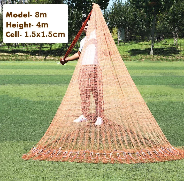 Lawaia Fishing Cast Net Multifilament Line Traditional Net with Steel Pendant Weight Throwing Fish Net