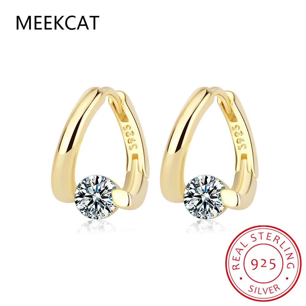 Solitaire 1ct D Moissanite Earrings for Women 2023 Diamond 925 Sterling Silver Hoop Earrings Drop Earrings Girls 14k Gold Plated