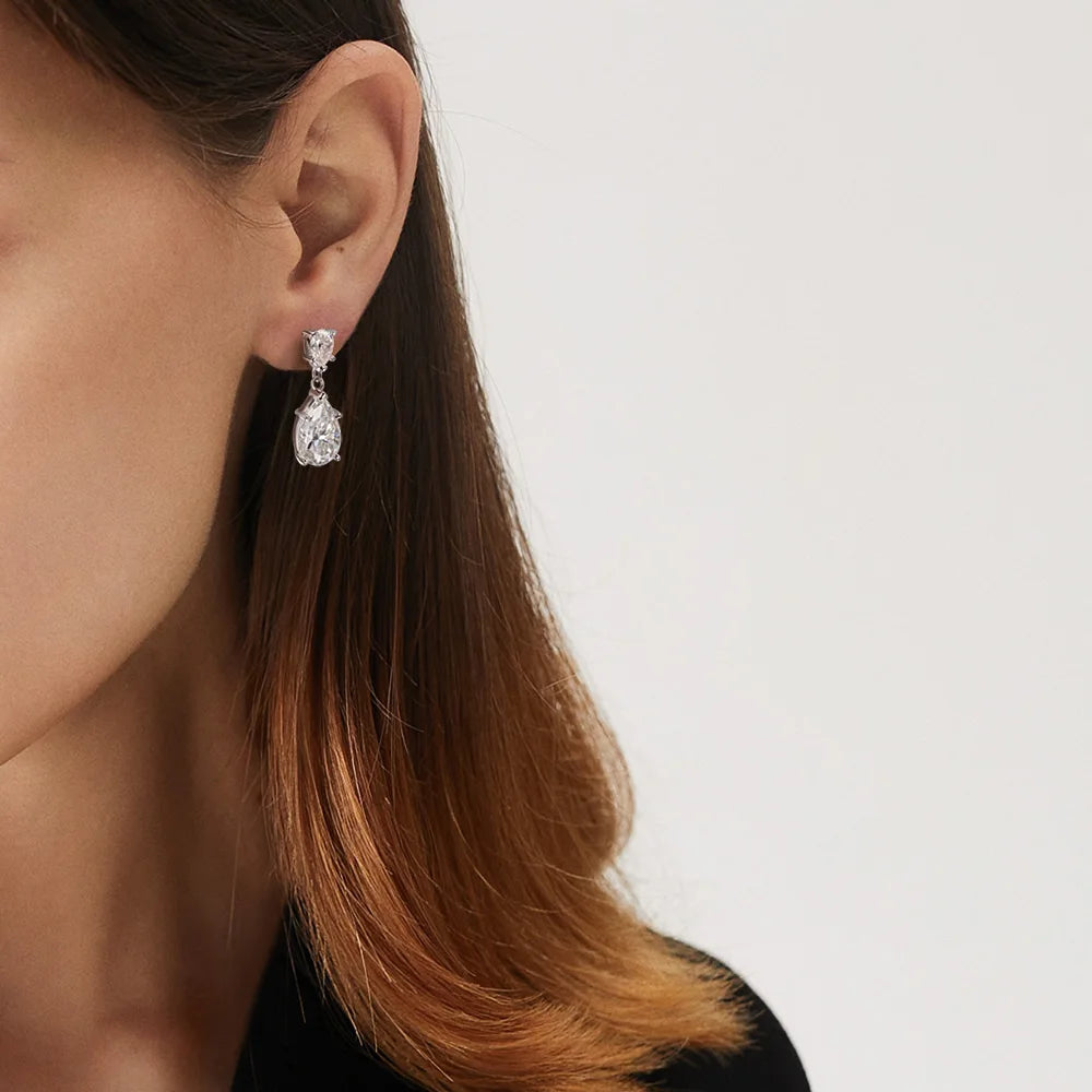 Serenity 7ct Pear Cut D Color Moissanite Drop Earrings For Women Anniversary Gift S925 Sterling Silver Drop Water Stud Earrings