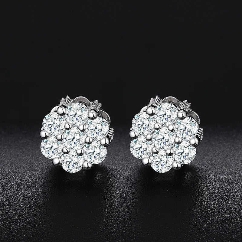 Unisex Fine Hip Hop Jewelry Moissanite Earrings For Women 925  Stud Earrings