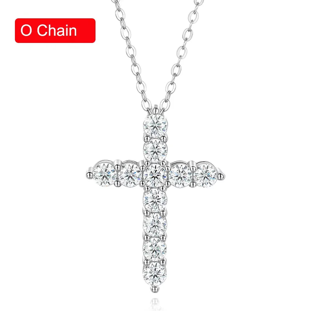Serenity 3mm 4mm 5mm Black Moissanite Cross Pendant Necklace For Women Men 100% S925 Sterling Silver Jesus Neck Chain Plated 18K - Madeinsea©