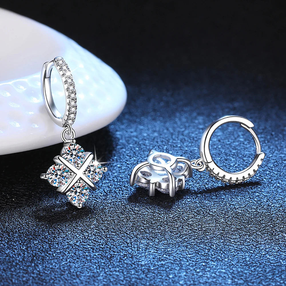 Serenity 2.4cttw D Color 4mm Full Moissanite Earrings For Women 100% S925 Sterling Silver Plated 18K Drop Earrings Fine Jewelry - Madeinsea©