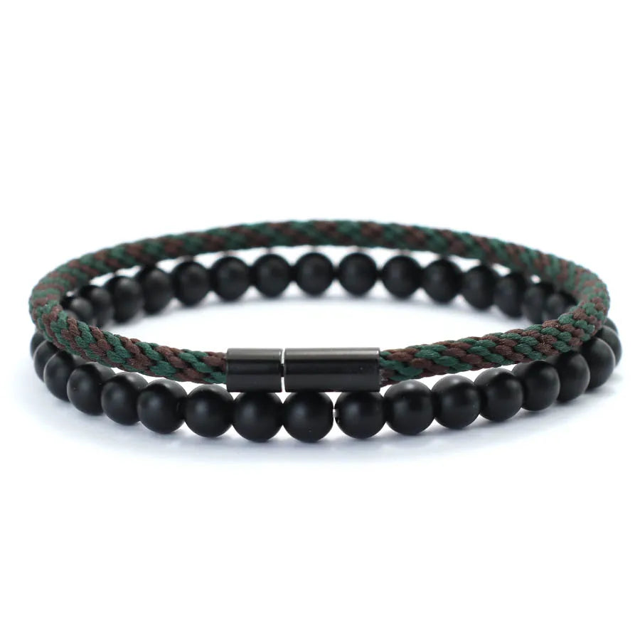 Noter Fashion 2Pcs Bracelet Set Men Grade A 3mm Ethnic Rope Braslet Homme Locomotive Cool Riding Charm Braclet Pulseria Hombre