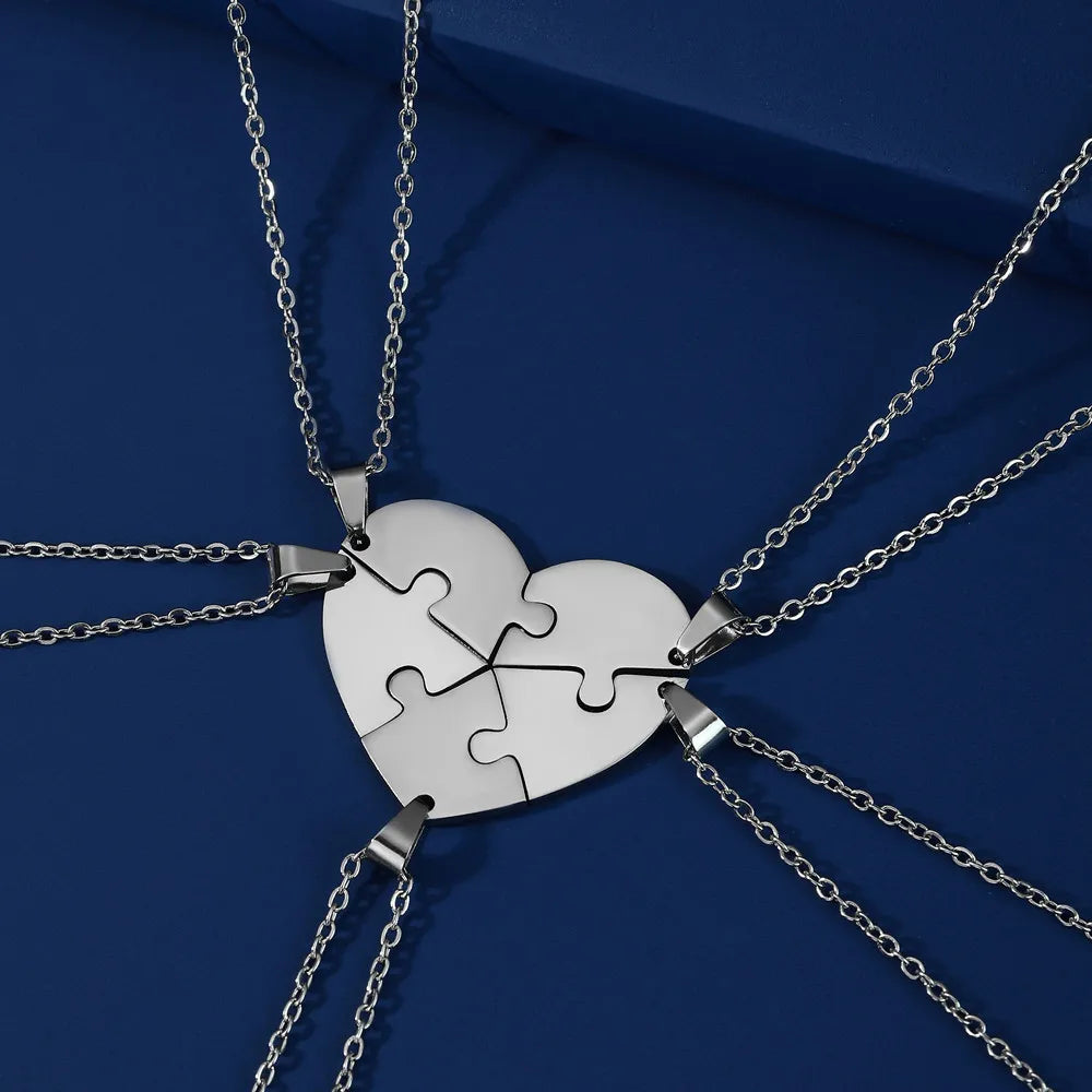 Stainless Steel Heart Pendant Necklace for Best Friend Multiple Heart Puzzle Necklaces Jewelry Gift for Family 2022 New