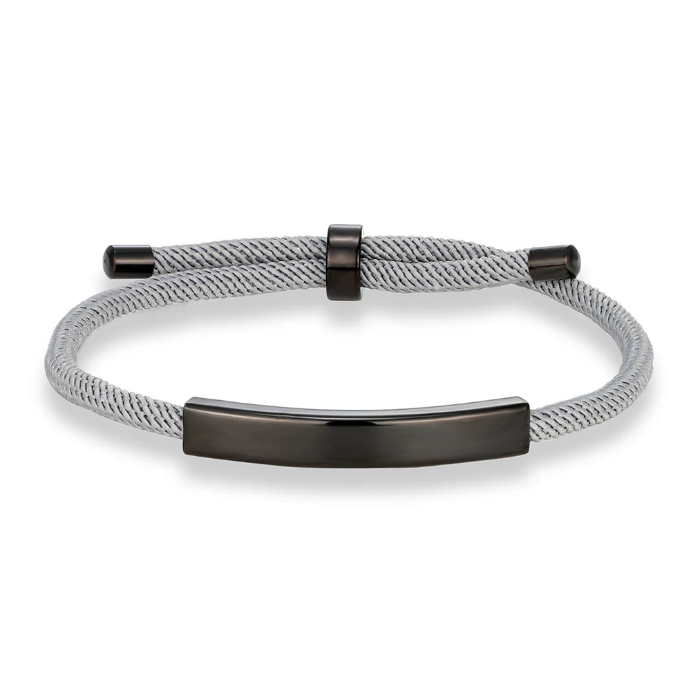 MKENDN Punk Custom Name Engrave Logo Id Bracelets Trendy Stainless Steal Rope Thread Bracelet Men Women Friendship Jewelry Gifts - Madeinsea©
