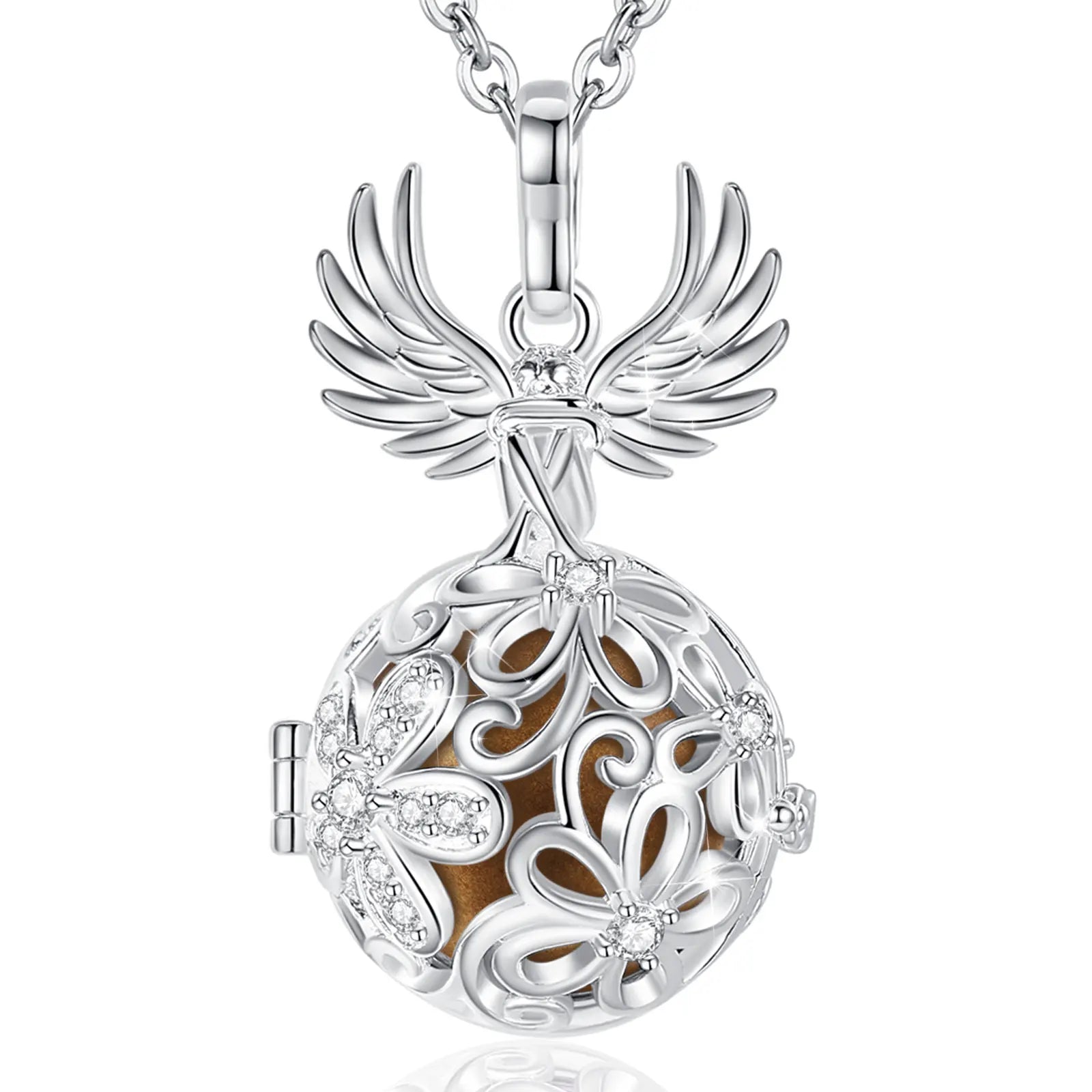 Eudora Collier Bola de Grossesse Necklace 18MM Ball Flower Angel Caller Musical Bell Pendant DIY Jewelry Gift for Pregnant Women