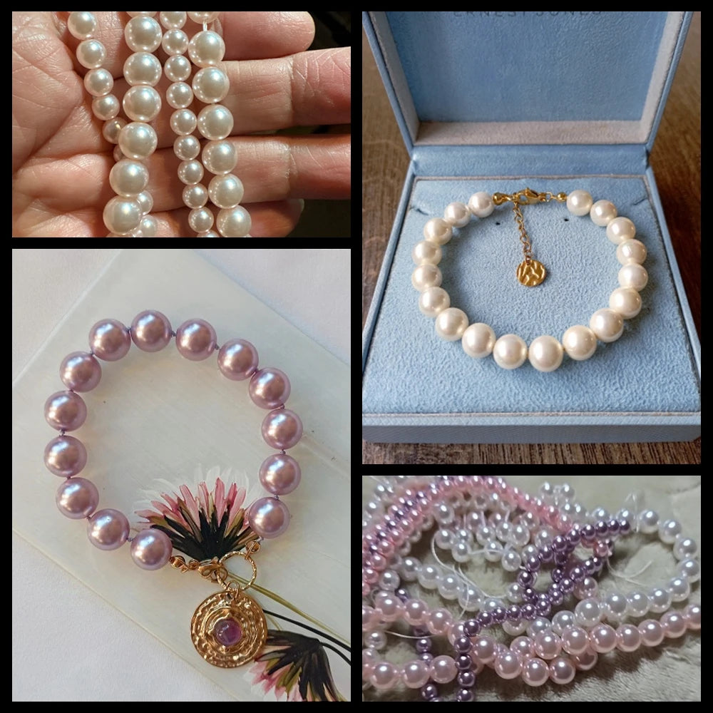 Colorful Round Shell Pearl Beads 6 8 10mm Imitation Pearls Loose Spacer Bead For Jewelry Making Bracelet Necklace Earrings DIY