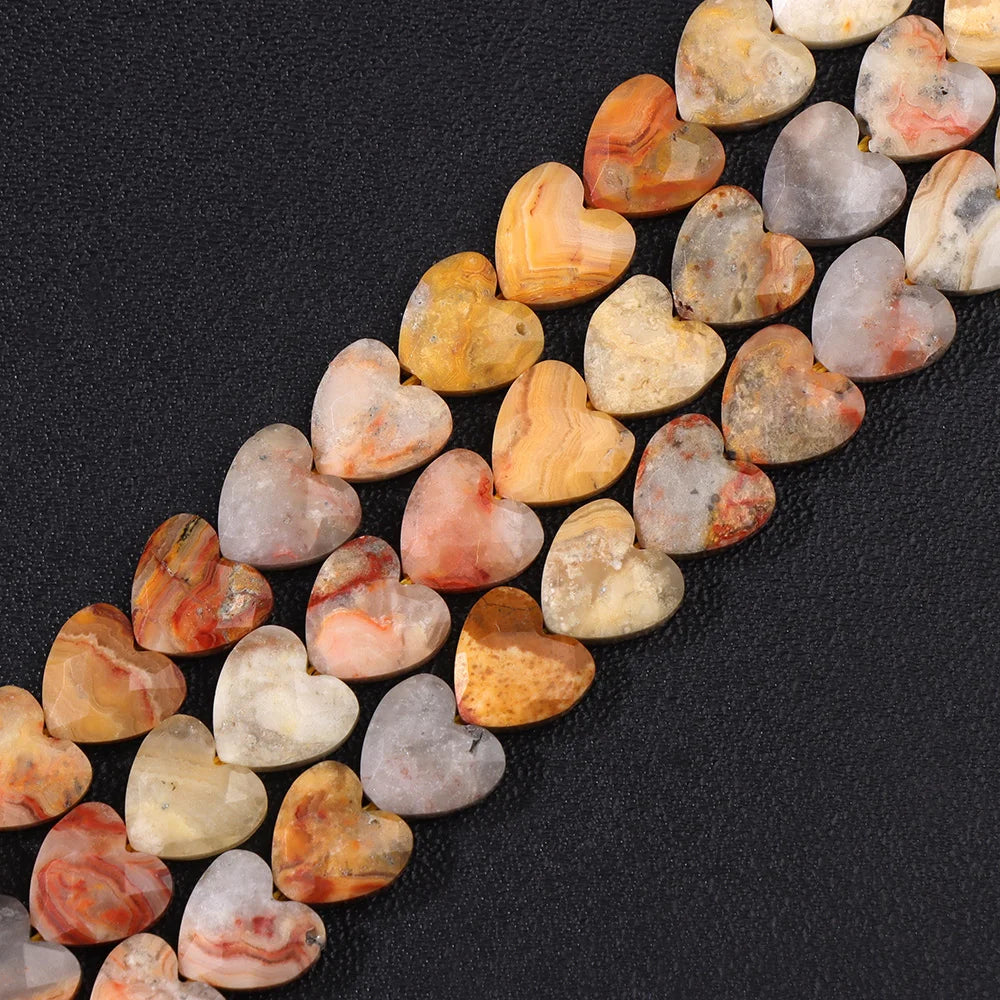 8MM Heart Love Shape Stone Bead Natural Faceted Amethyst Tiger Eye Loose Spacer Beads For DIY Bracelet Neckalce Earring Supplies