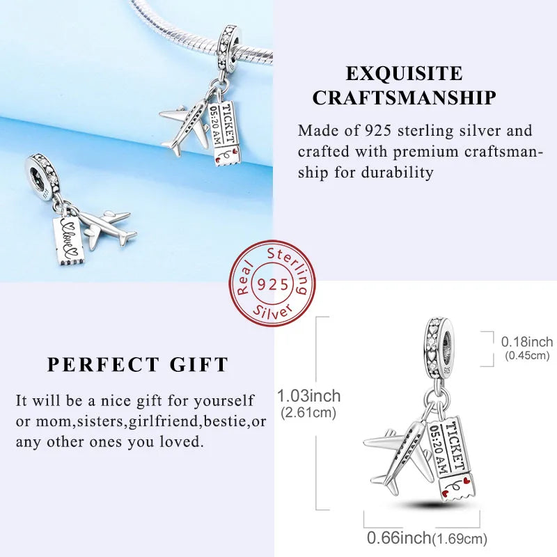 Charm Original 925 Sterling Silver Charms Pendants Love Travel Life DIY Beads for Bracelet Necklace Charms Women Jewelry Making