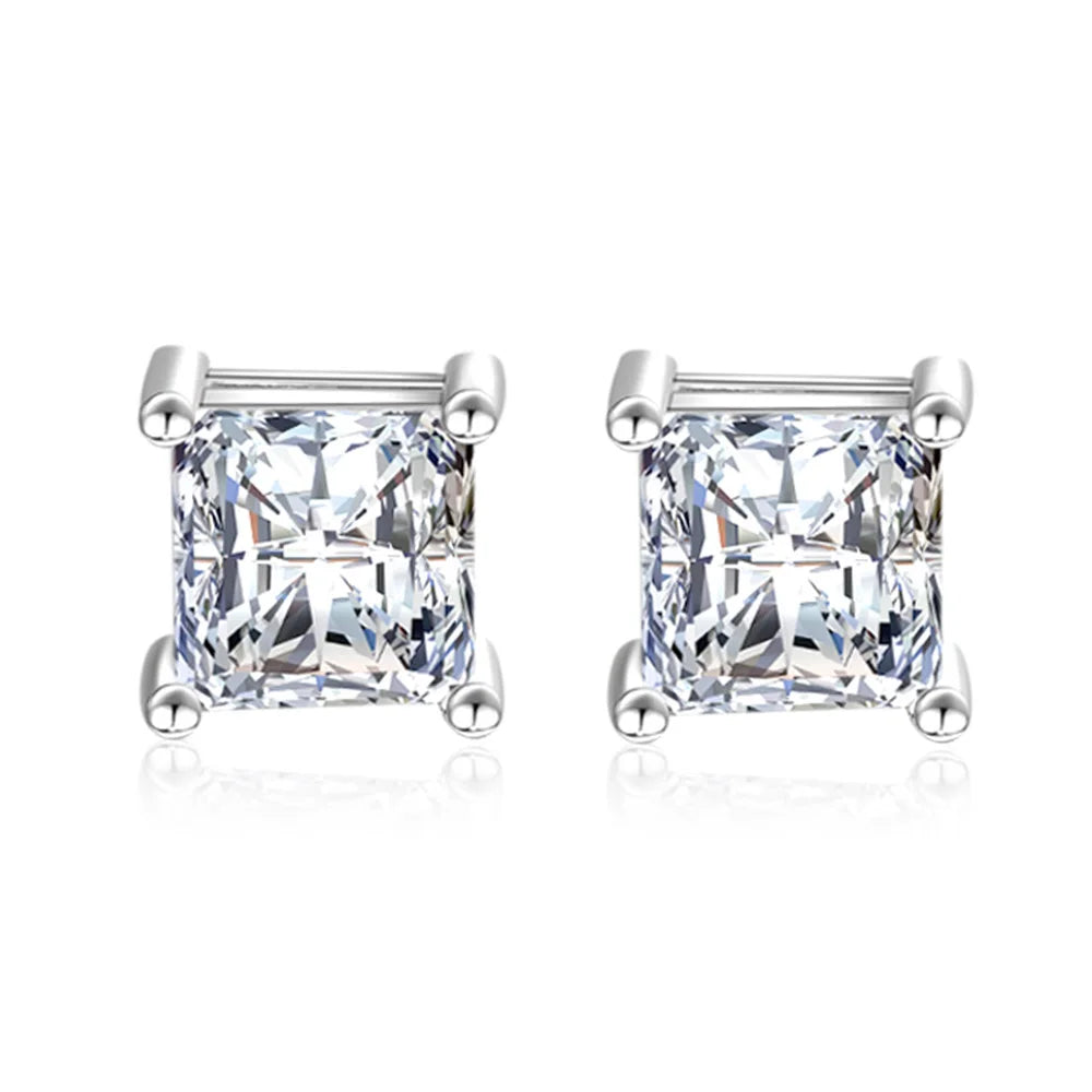 1CT 2CT Moissanite Diamond Ear Studs Earring Pass Diamond Test Moissanite Stud Earrings For Women Sterling Silver Jewelry