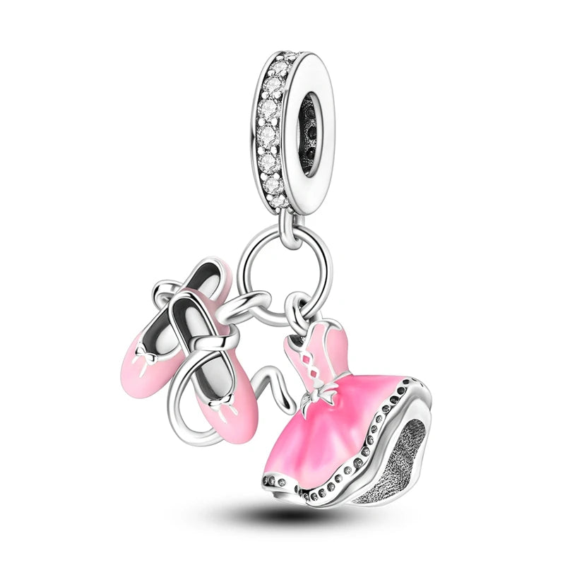 2024 Hot Sales 925 Sterling Silver Pink Charm Beads Pendent For Original Bracelets Charm Dangle Women Gril Jewelry Gifts