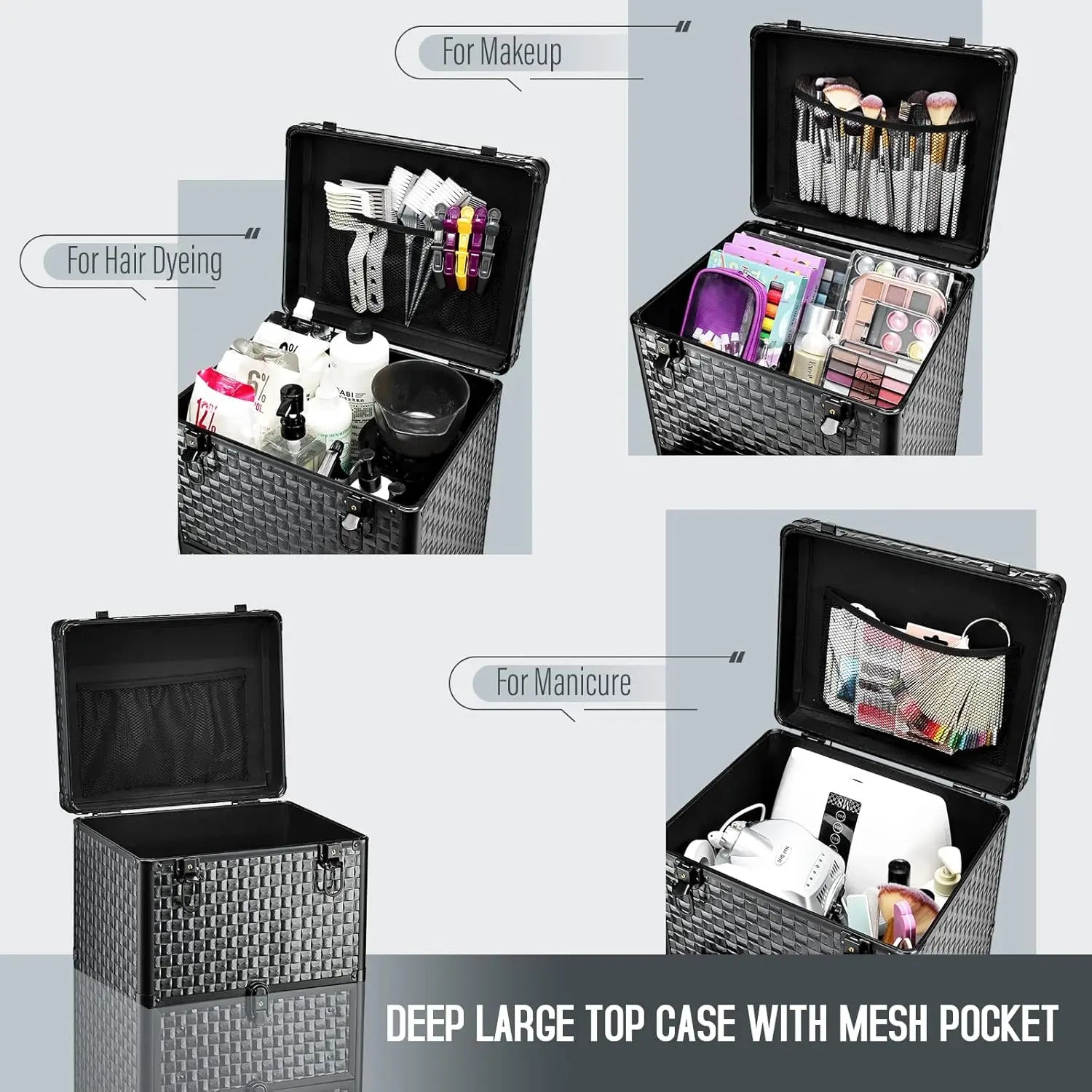 NEW Salon Cart with 3 Drawers,Nail Trolley Cart &Wheels Salon Station Rolling Makeup Train Case Cosmetology Case Organizer Cases - Madeinsea©