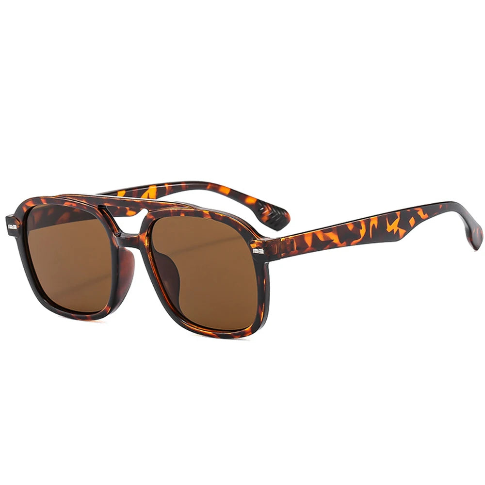 Lunettes de soleil de marque de luxe rétro carrées à double pont pour femmes, mode pilote rivets hommes été extérieur voyage nuances UV400