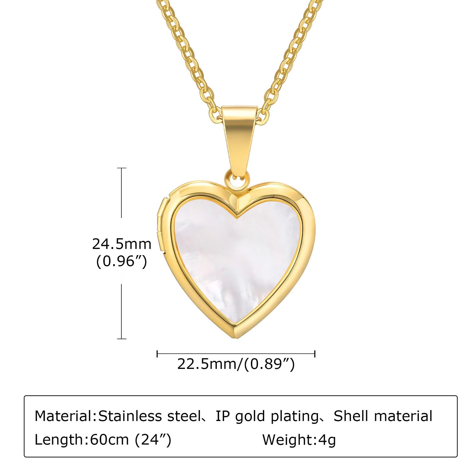 Vnox Women Locket Necklaces, Openable Heart Pendants, Stainless Steel Shell Photo Frame Necklace