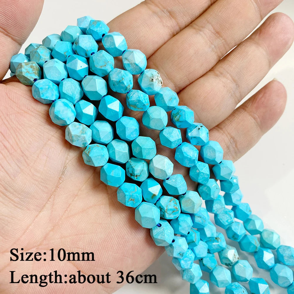 Wholesale Blue Turquoise Stone Beads Round Square Rondelle Irregular Loose Spacer Bead For Jewelry Making DIY Bracelet Necklace