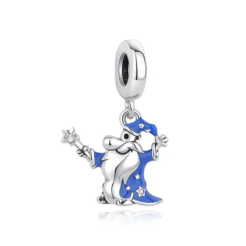 Original 925 Sterling Silver Charms Beads Wizard Hat Dragon Charm Halloween Fit Brand Bracelets Necklaces Women DIY Jewelry