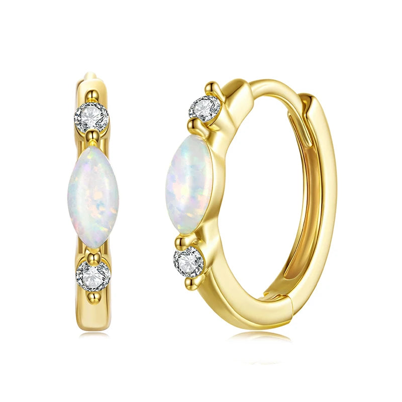 BAMOER Moissanit-Creolen, 18 Karat Gold, ovale Opal-Ohrringe, 925er Sterlingsilber, hypoallergen, Geschenk für Damen
