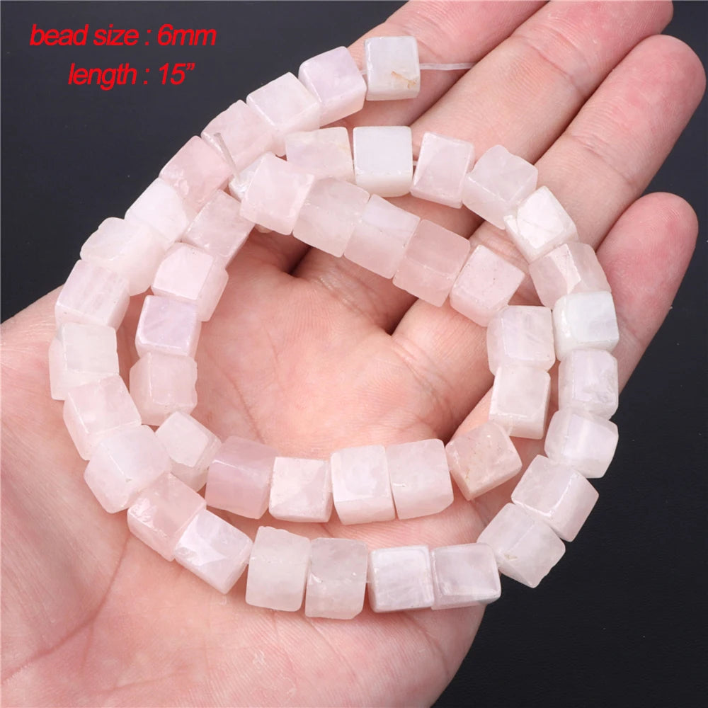 45 Style Natural Rose Quartz Bead Round Tube Crystal Loose Beads For Jewelry Making Handmade Diy Bracelet Necklace Accessories
