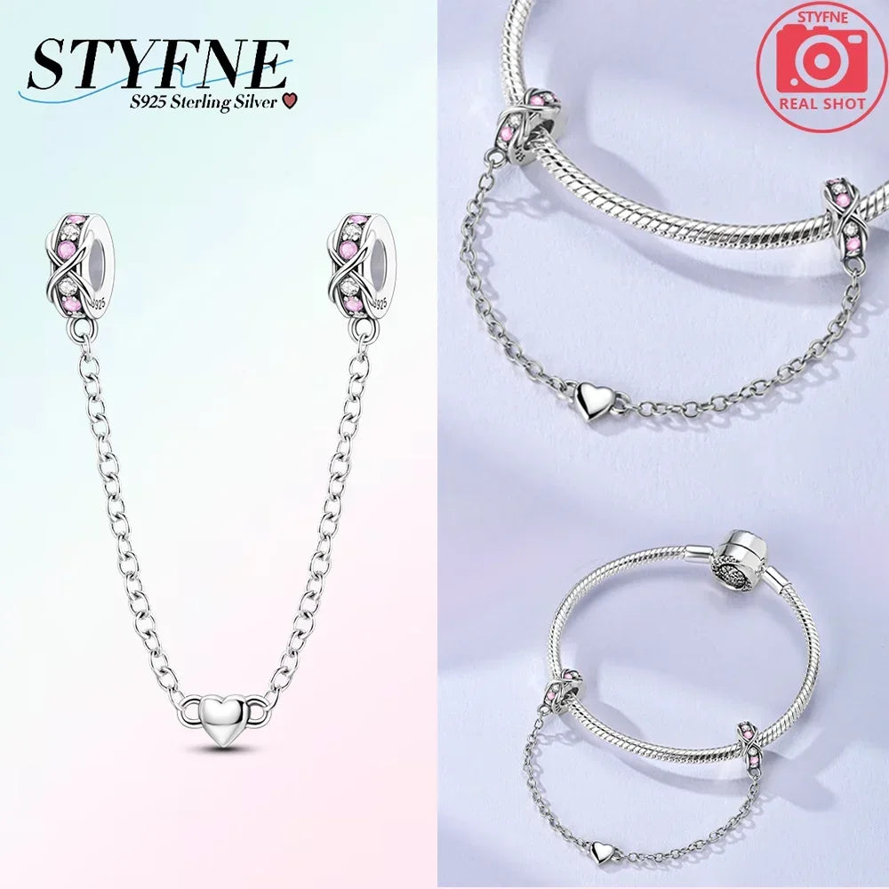 Original 100% 925 Sterling Silver Clasp Clip Bead Star Moon Safety Chain Fit 925 Original Bracelet DIY Jewelry Making Women Gift