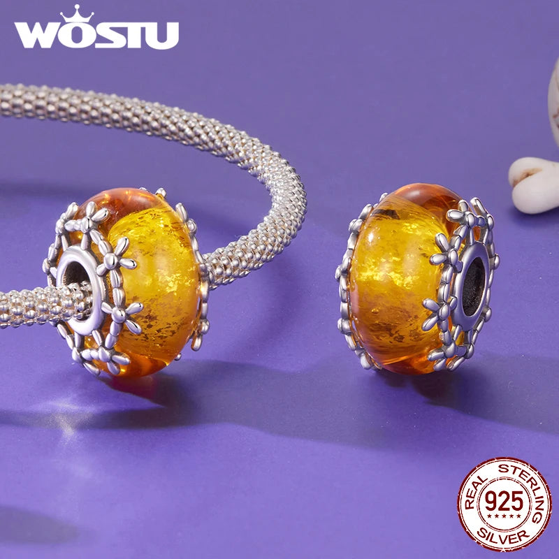 WOSTU Mexican Day of the Dead Collection 925 sterling Silver Skull Flag Pendant Punk Murano Bead Jewelry Mexican Family DIY Gift