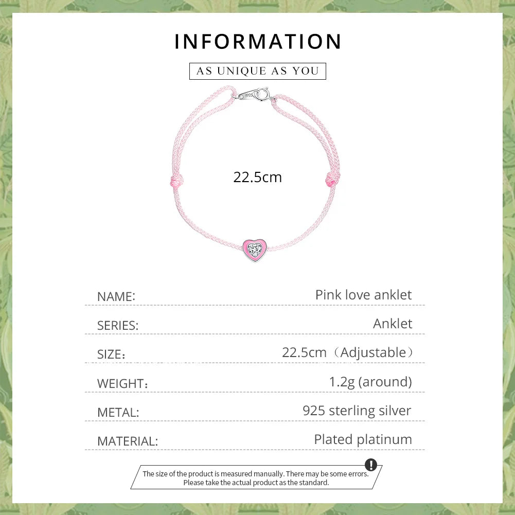 Bamoer Einfaches Design Herz Silber Fußkettchen für Frauen Sterling Silber 925 Armband für Knöchel und Bein Mode Fuß Schmuck SCT022